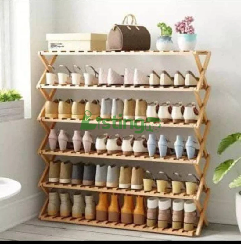 multi-tiered bamboo shoe rack