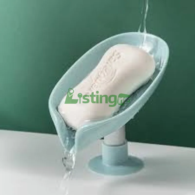 leaf-shaped, self-draining soap dish.