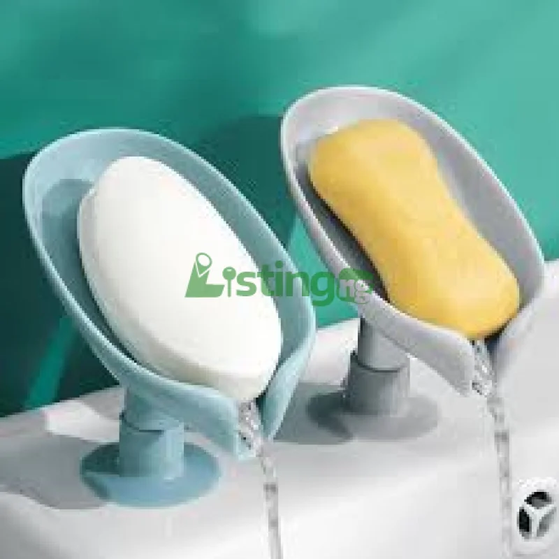 leaf-shaped, self-draining soap dish.
