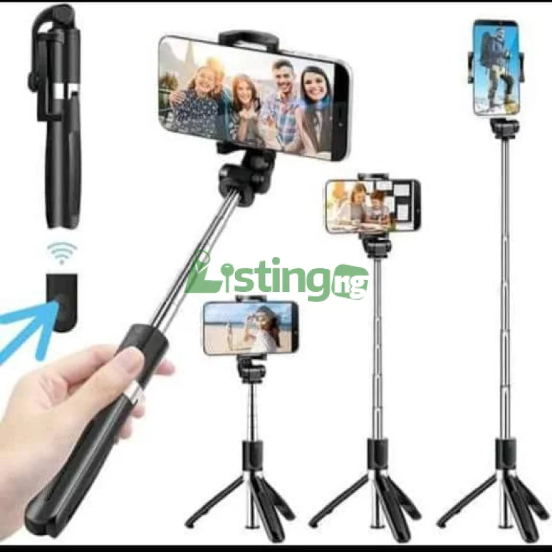 Portable wireless Bluetooth selfie stick tripod
